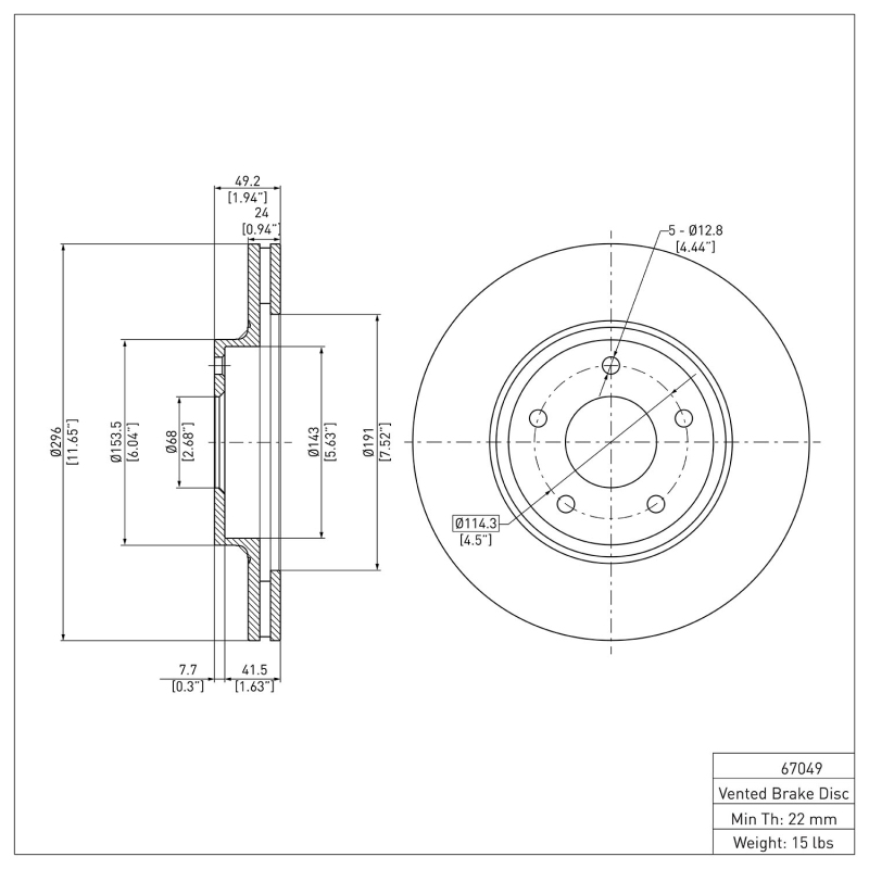 Infiniti I35 Brake Rotor (1) - Front - R1 Concepts - Plain - `02-`06